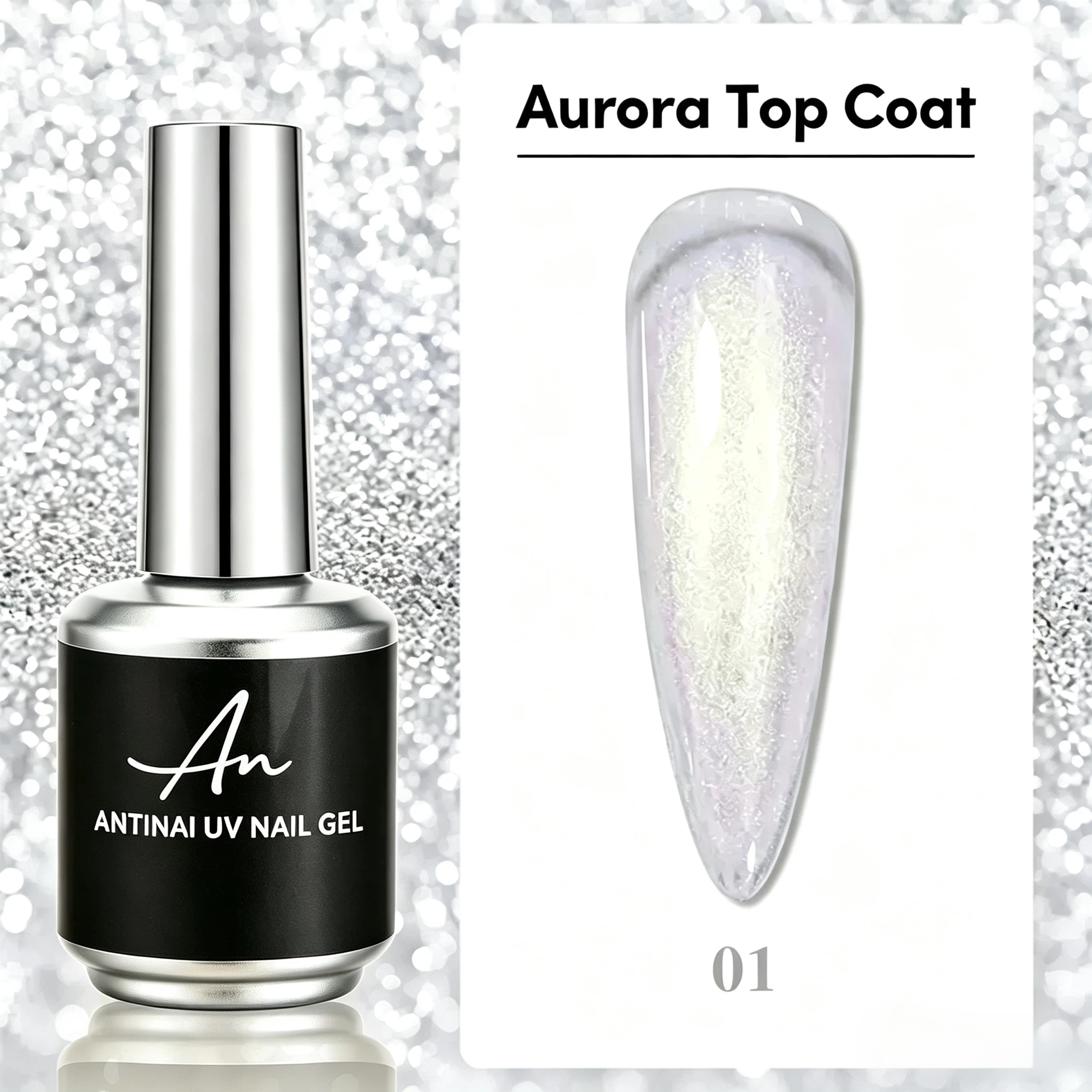 2‑in‑1 Aurora Iridescent Shimmer Top Coat Chameleon UV Nail Gel Polish