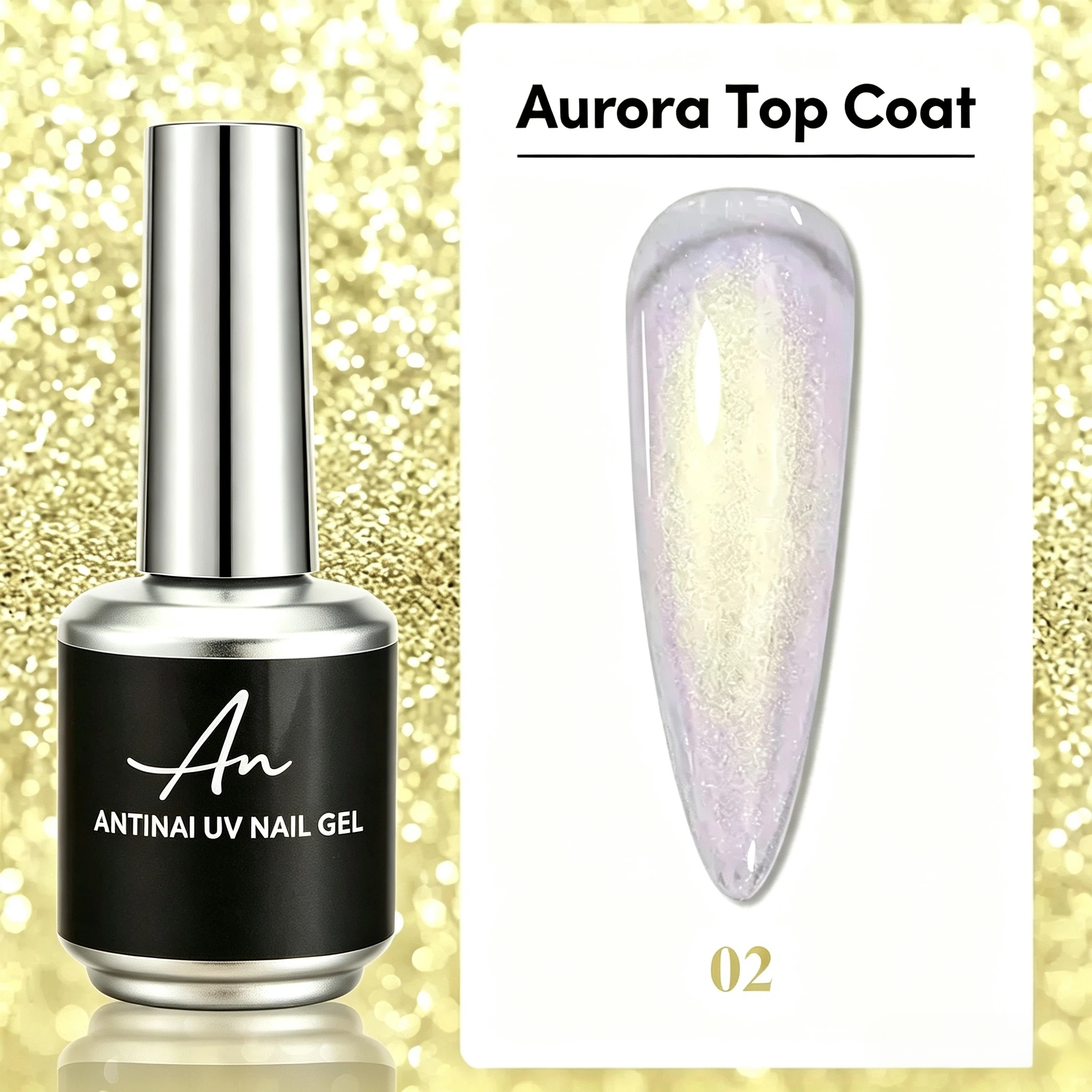 2‑in‑1 Aurora Iridescent Shimmer Top Coat Chameleon UV Nail Gel Polish