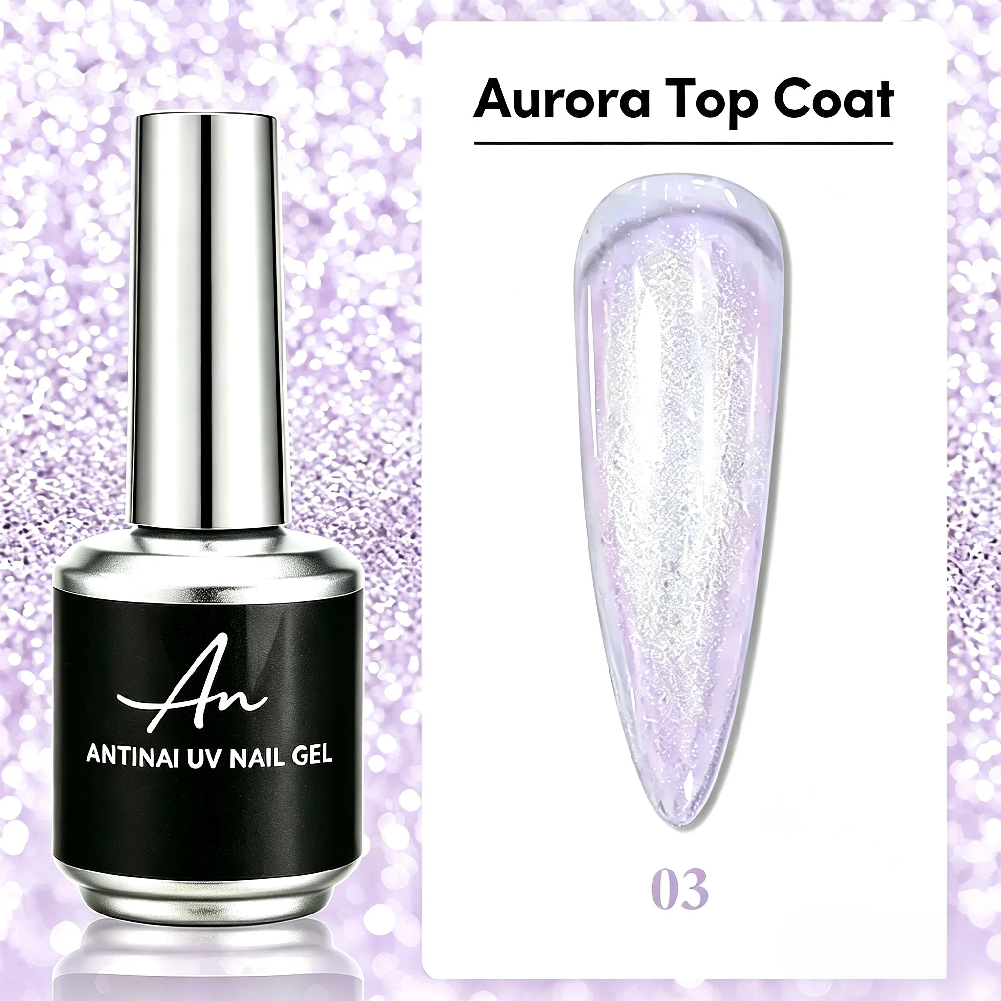 2‑in‑1 Aurora Iridescent Shimmer Top Coat Chameleon UV Nail Gel Polish