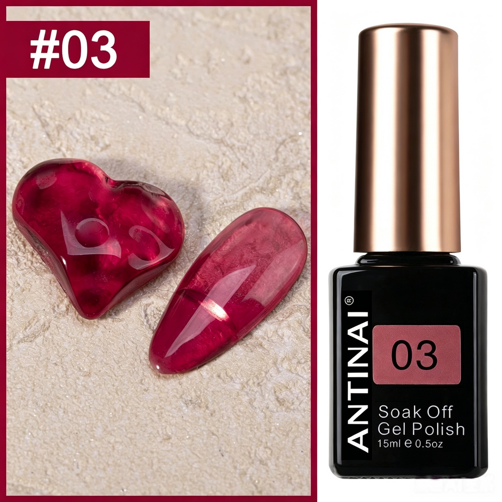 15ml ANTINAI Semi‑Sheer Jelly Gel Nail Polish, Bright Stained Glass Translucent Color for Nail Art