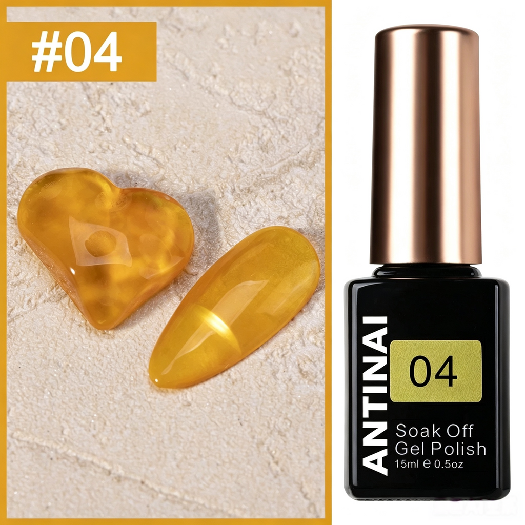 15ml ANTINAI Semi‑Sheer Jelly Gel Nail Polish, Bright Stained Glass Translucent Color for Nail Art