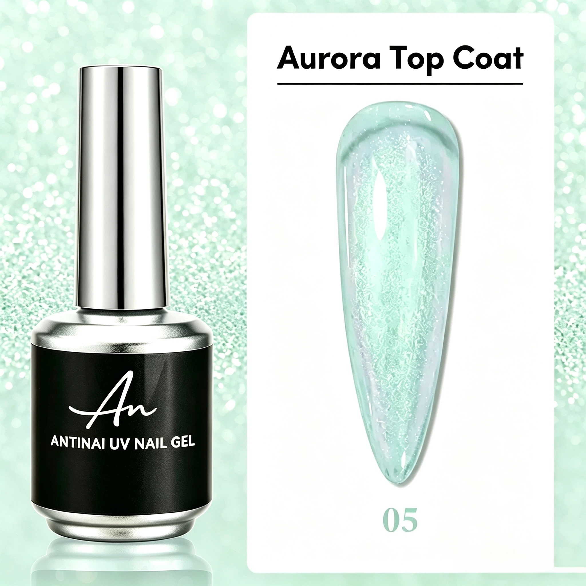 2‑in‑1 Aurora Iridescent Shimmer Top Coat Chameleon UV Nail Gel Polish