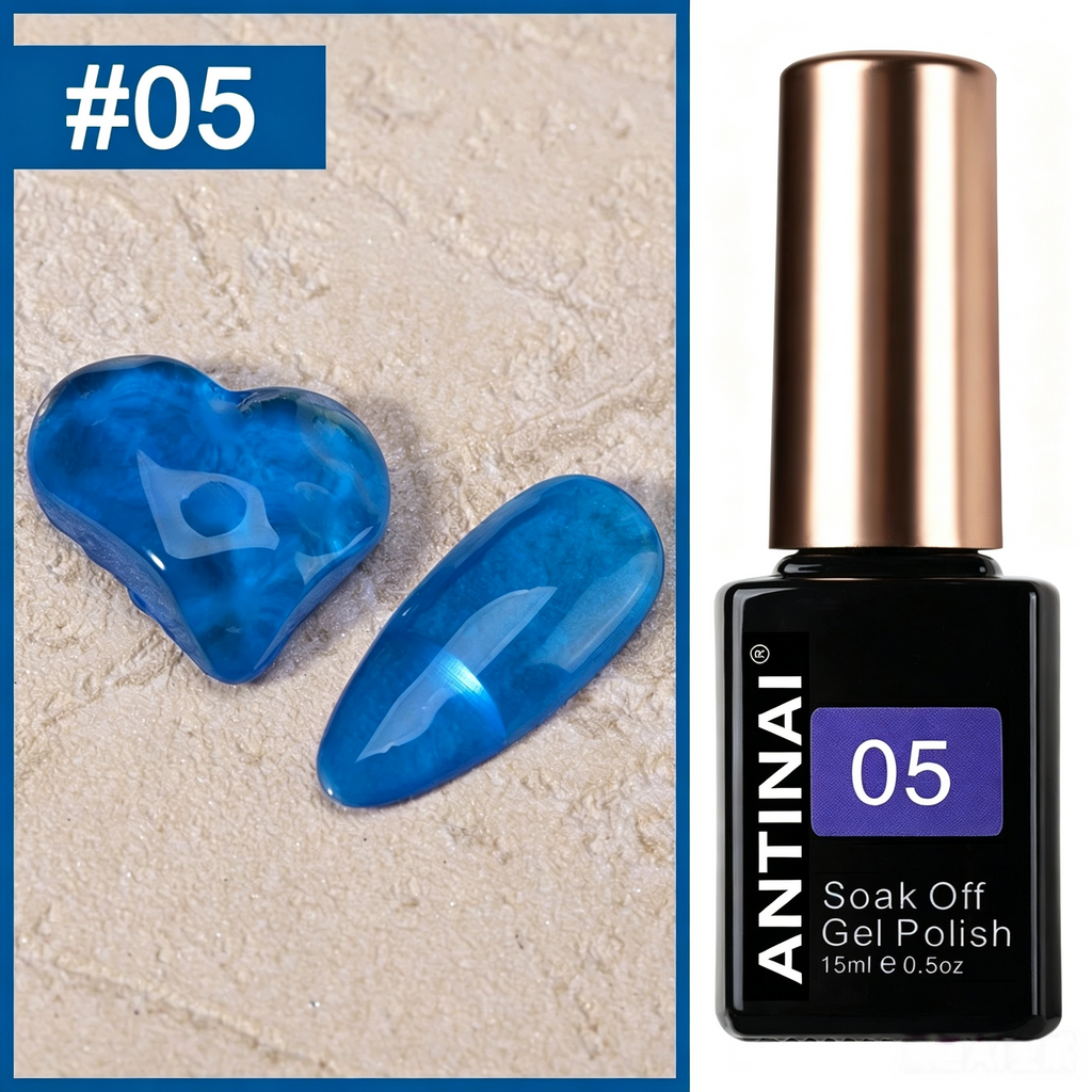 15ml ANTINAI Semi‑Sheer Jelly Gel Nail Polish, Bright Stained Glass Translucent Color for Nail Art