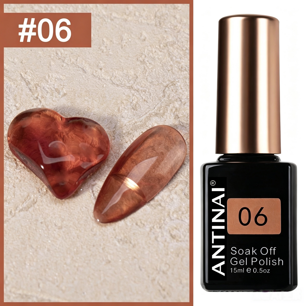 15ml ANTINAI Semi‑Sheer Jelly Gel Nail Polish, Bright Stained Glass Translucent Color for Nail Art