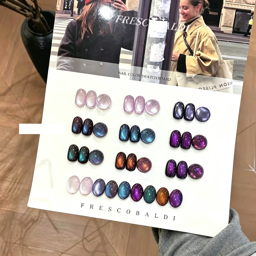 ANTINAI Nine‑Purple Fire 2.0 Solid Cat Eye Gel Palette, 9 Colors Aurora Magnetic Gel Polish
