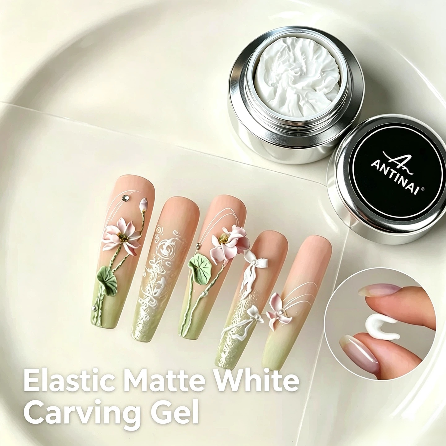 Elastic Matte White Carving Gel 3D Sculpture Nail Art Gel