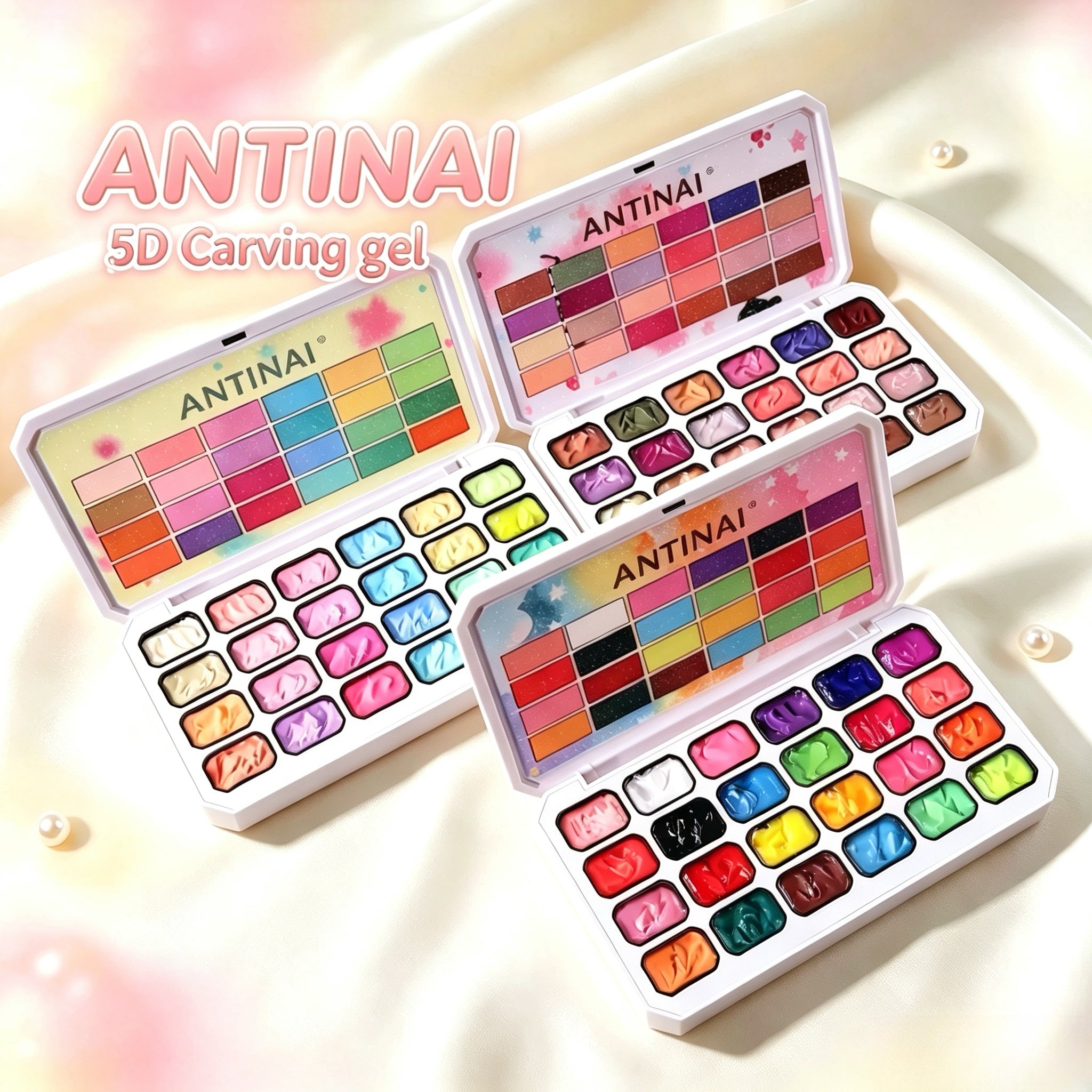 ANTINAI 5D Carving Gel Palette 24 Colors 3D Sculpting Painting Gel Solid Nail Gel For DIY Nail Art Embossed Decoration