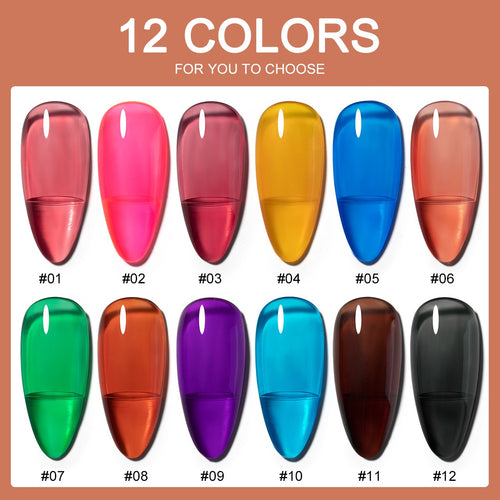 15ml ANTINAI Semi‑Sheer Jelly Gel Nail Polish, Bright Stained Glass Translucent Color for Nail Art