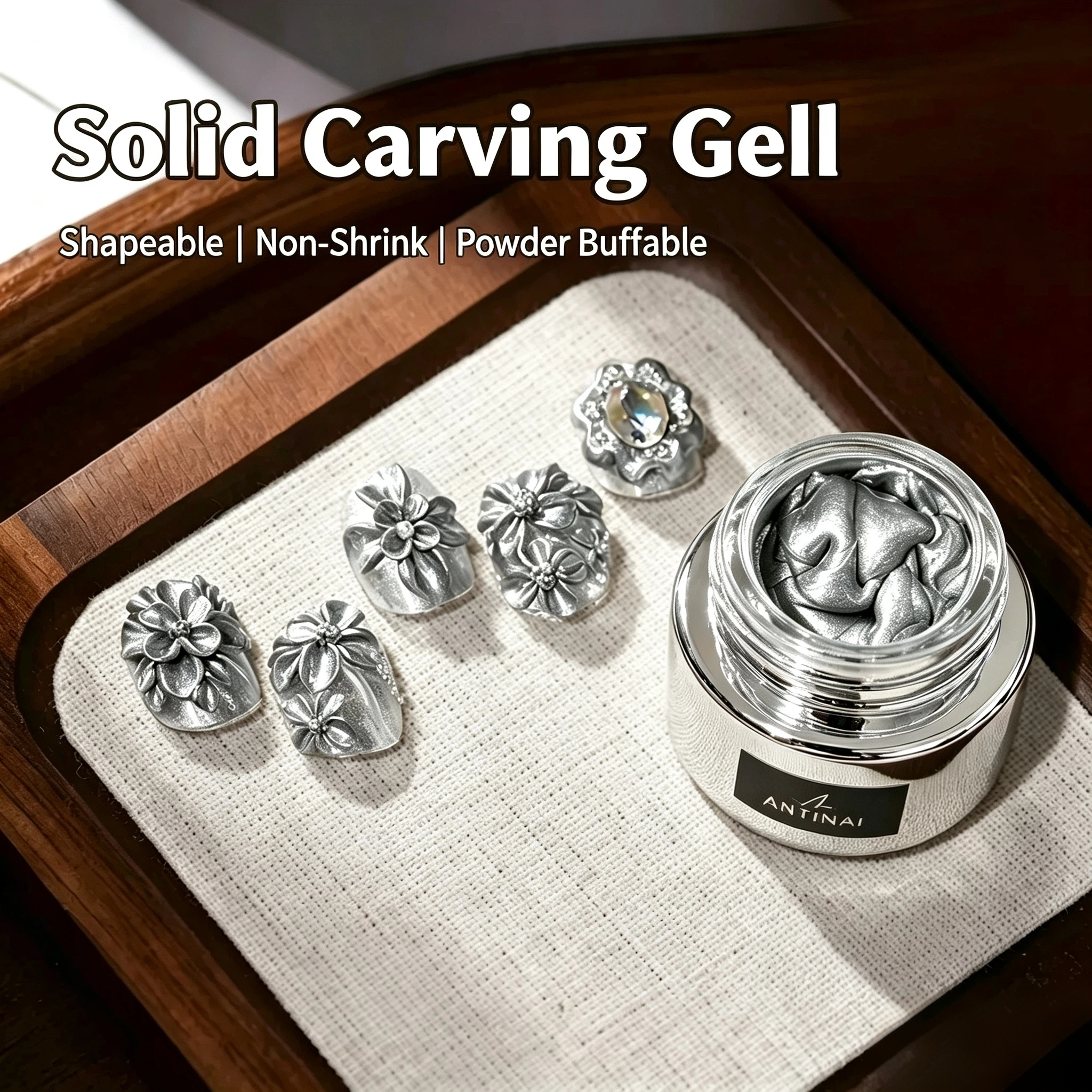 ANTINAI 3D Metal Carving Gel | Metallic Solid Builder Gel Non‑collapse For Nail Art DIY