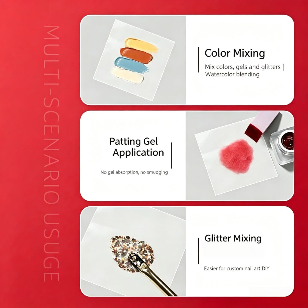 Double‑Sided Nail Mixing Paper, Matte & Smooth Disposable Transparent Palette Paper For Patting Gel Color Mixing Nail Art