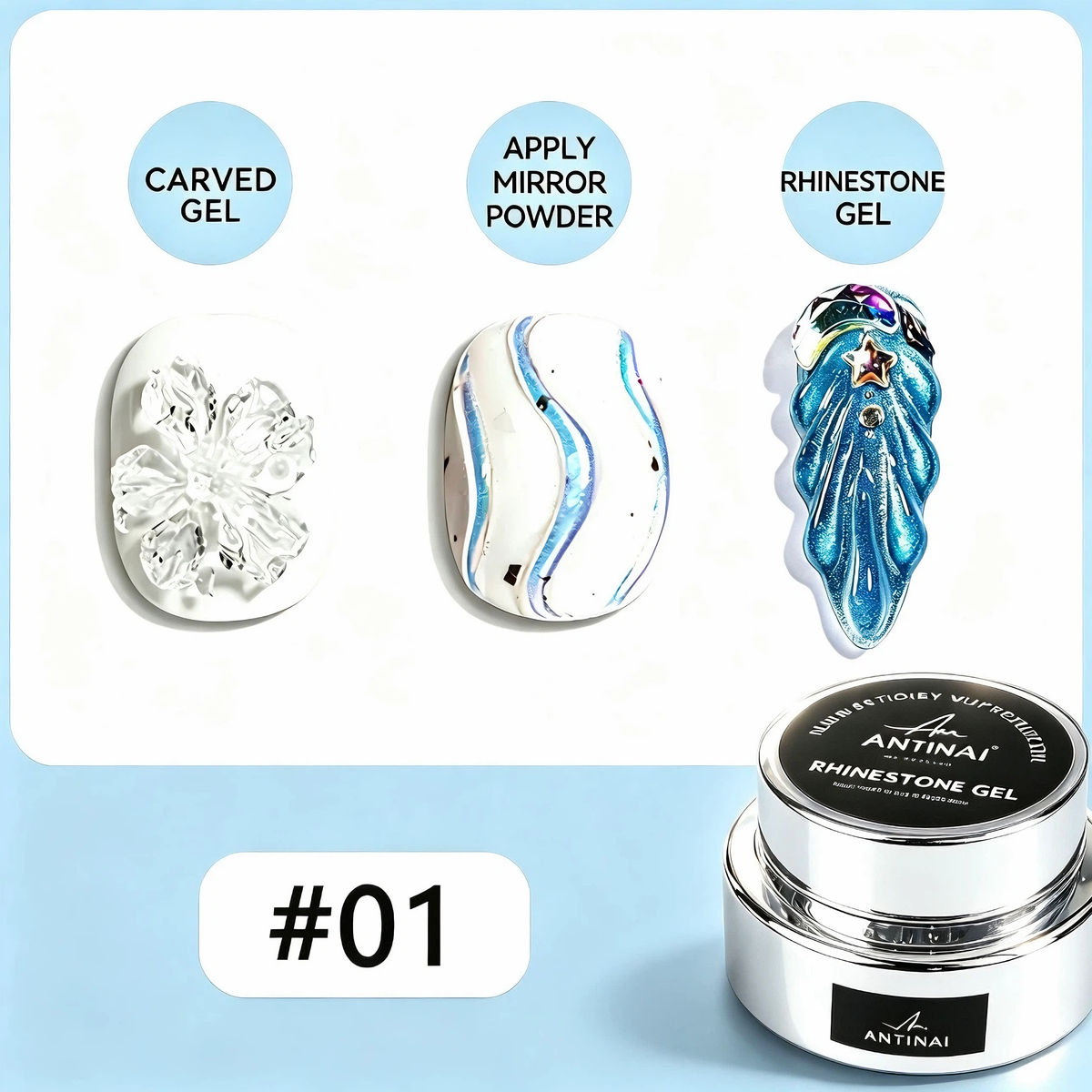 ANTINAI 12 Colors Molding Gel, 3D Sculpture Nail Art Gel, Self‑Leveling Low Odor Nail Carving Gel