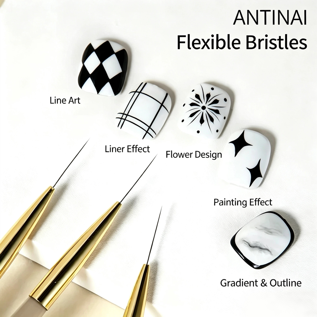 Ultra Thin Nail Liner Brush , Professional Fine Line Striping Brush for Nail Art Outline, Flower Painting, Gradient Design