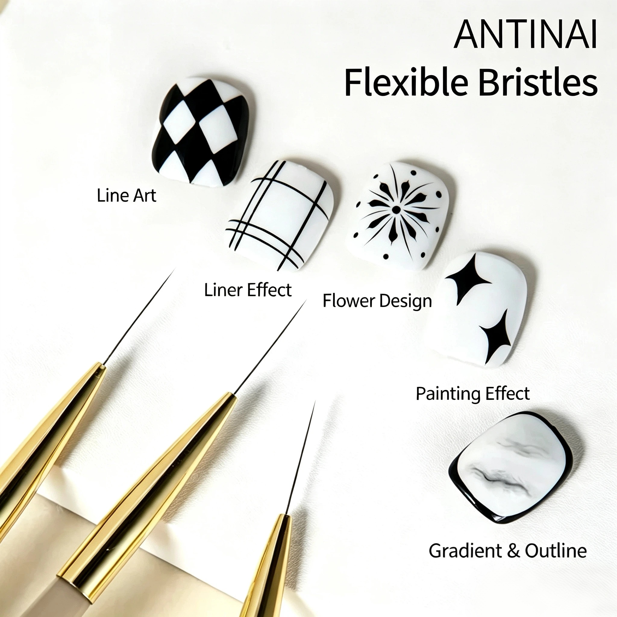 Ultra Thin Nail Liner Brush , Professional Fine Line Striping Brush for Nail Art Outline, Flower Painting, Gradient Design