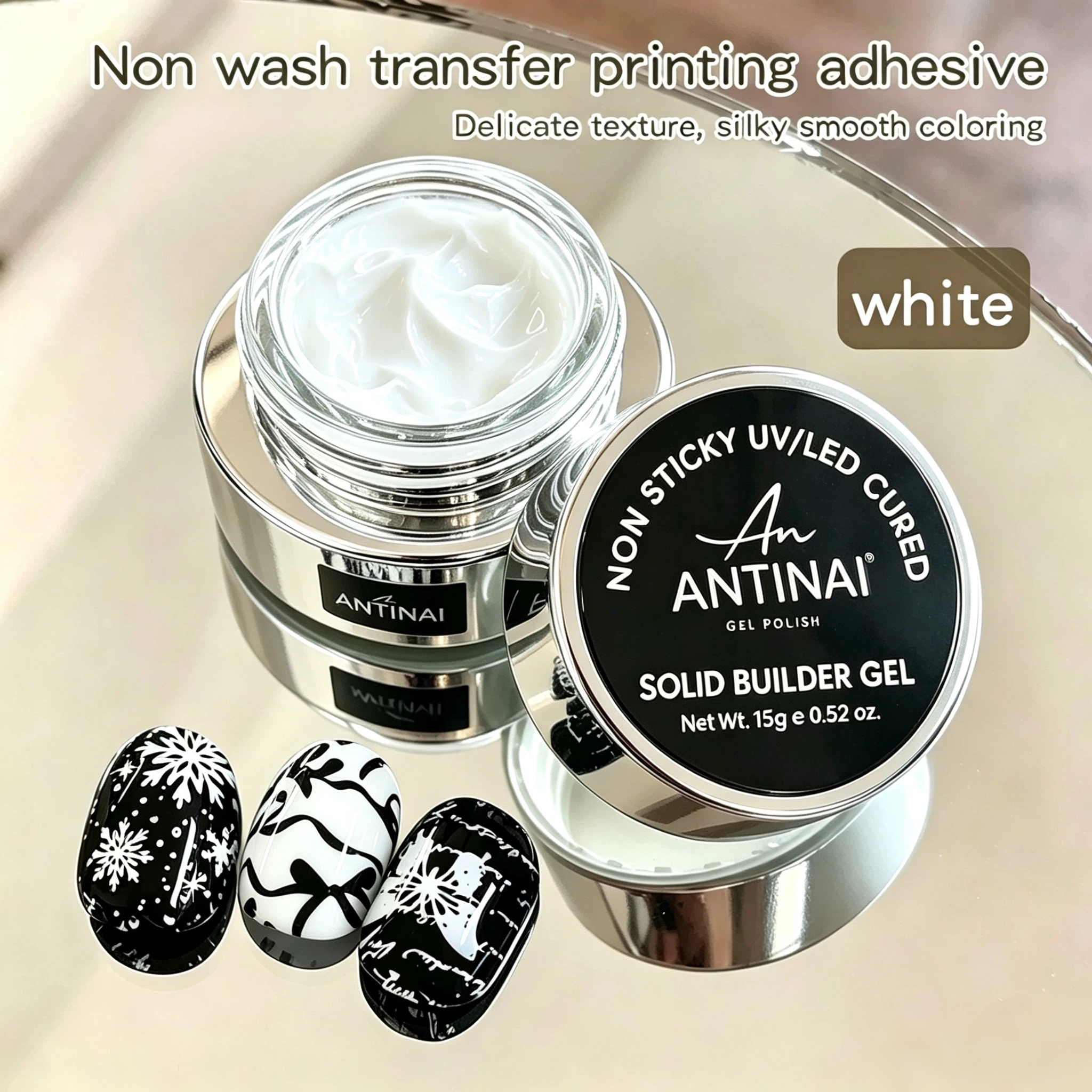 Mirror Metallic Silver Painting Gel, High‑Shine Mirror Silver Liner Gel Nail Art Drawing Gel for DIY Manicure Decor