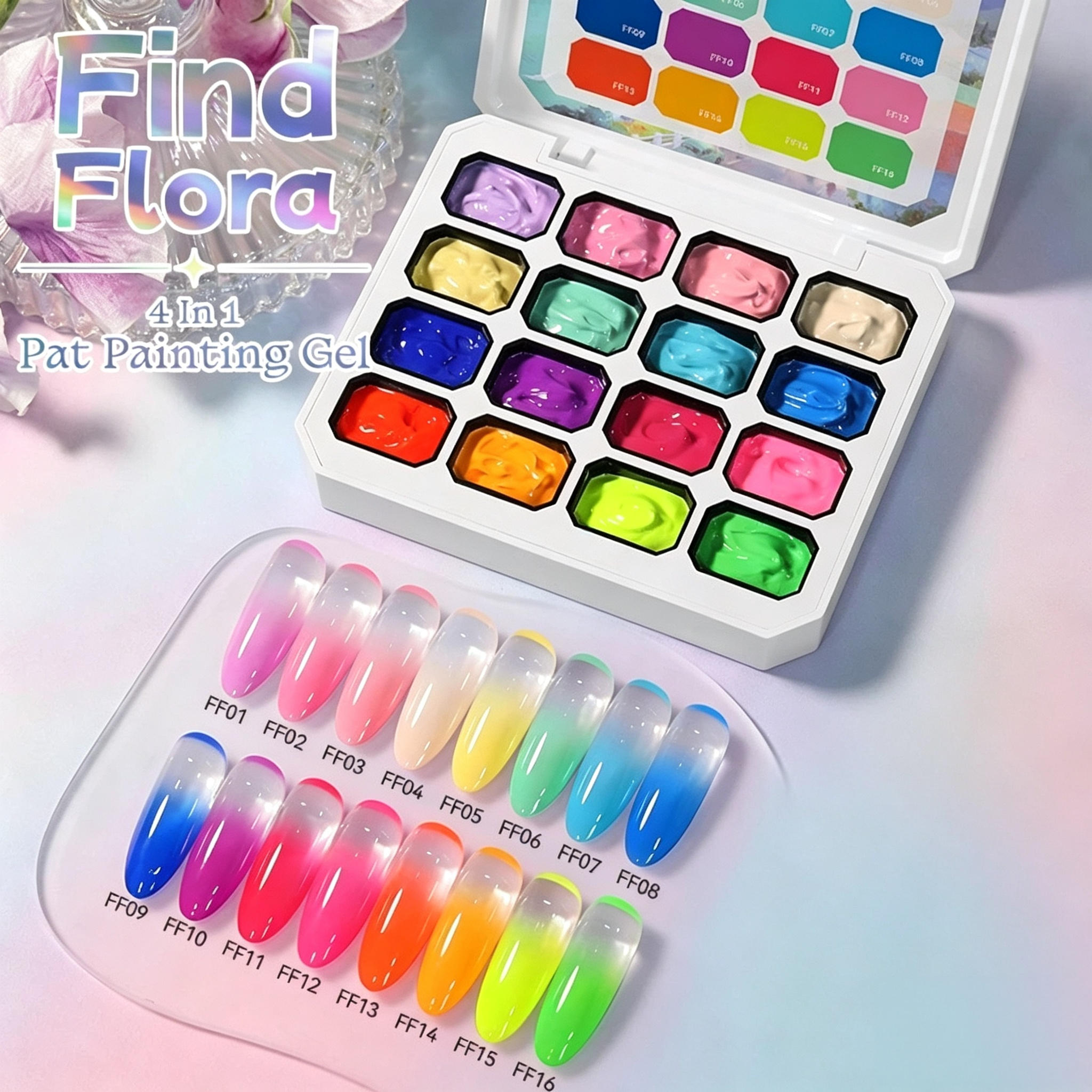 4‑Piece Set 4‑in‑1 Pat Painting Gel Palette, Creamy Nail Patting Gel for Ombre Gradient, Nail Stamping & Painting, UV LED Nail Art Gel Polish Set for Salon Home Use