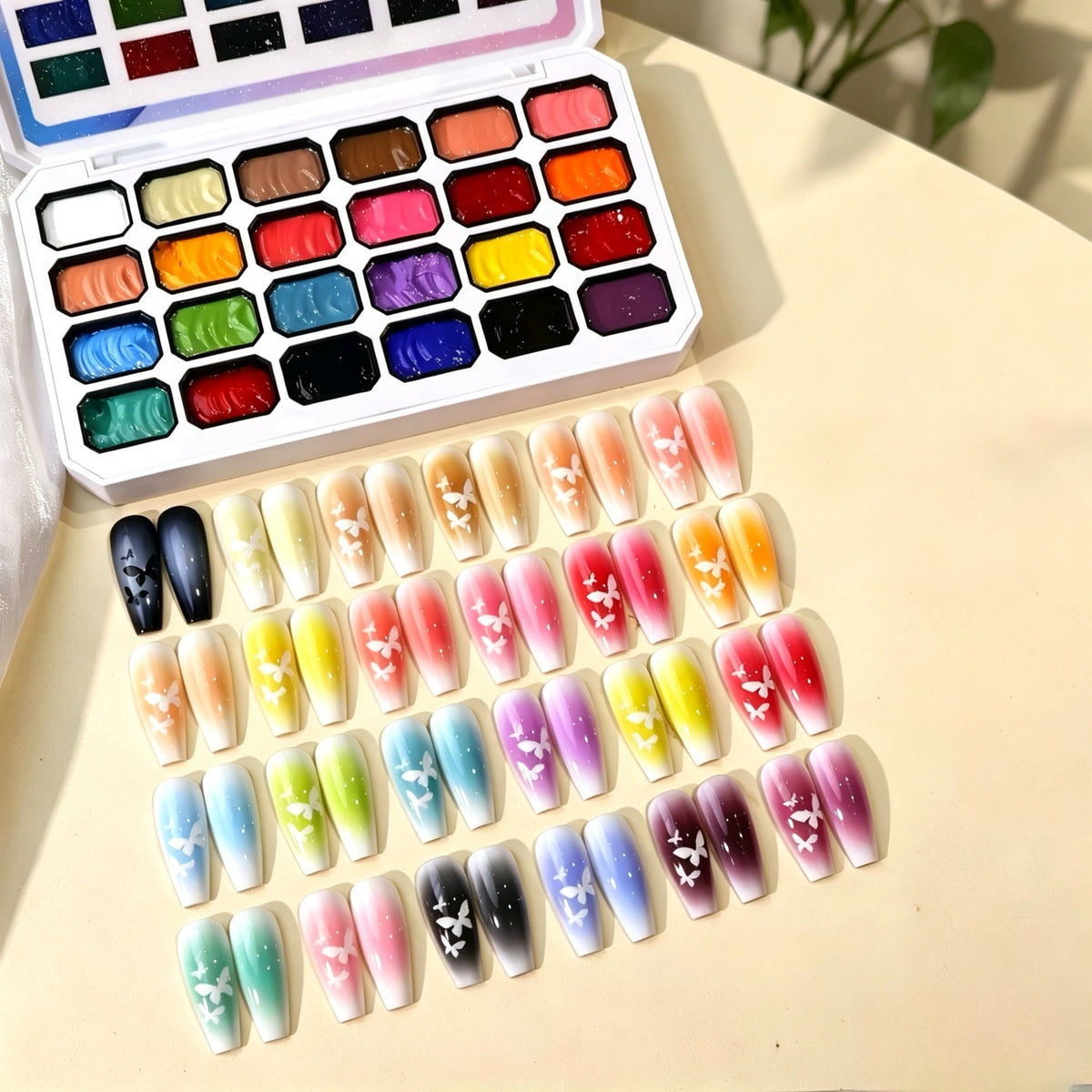 NTINAI 24 Colors Solid Nail Gel Palette Multicolor Set UV LED Curing Gel For Nail Painting Stamping Carving DIY Salon Nail Art