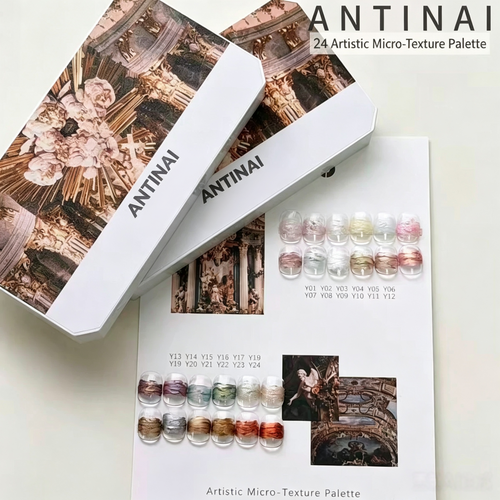 24 Colors Artistic Micro‑Texture Sculpture Gel Palette, Metallic 3D Embossing Carving UV Gel for Nail Art Manicure Decor