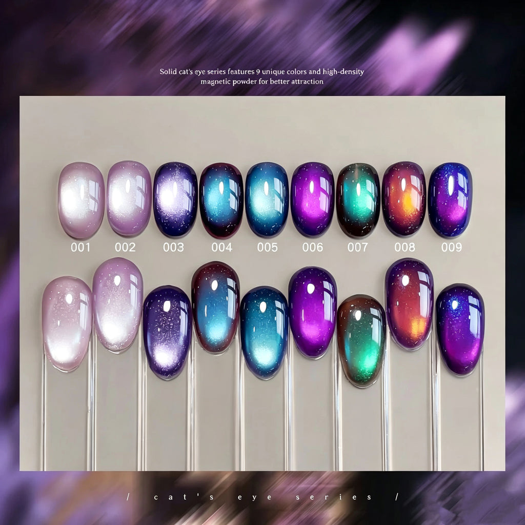 ANTINAI Nine‑Purple Fire 2.0 Solid Cat Eye Gel Palette, 9 Colors Aurora Magnetic Gel Polish