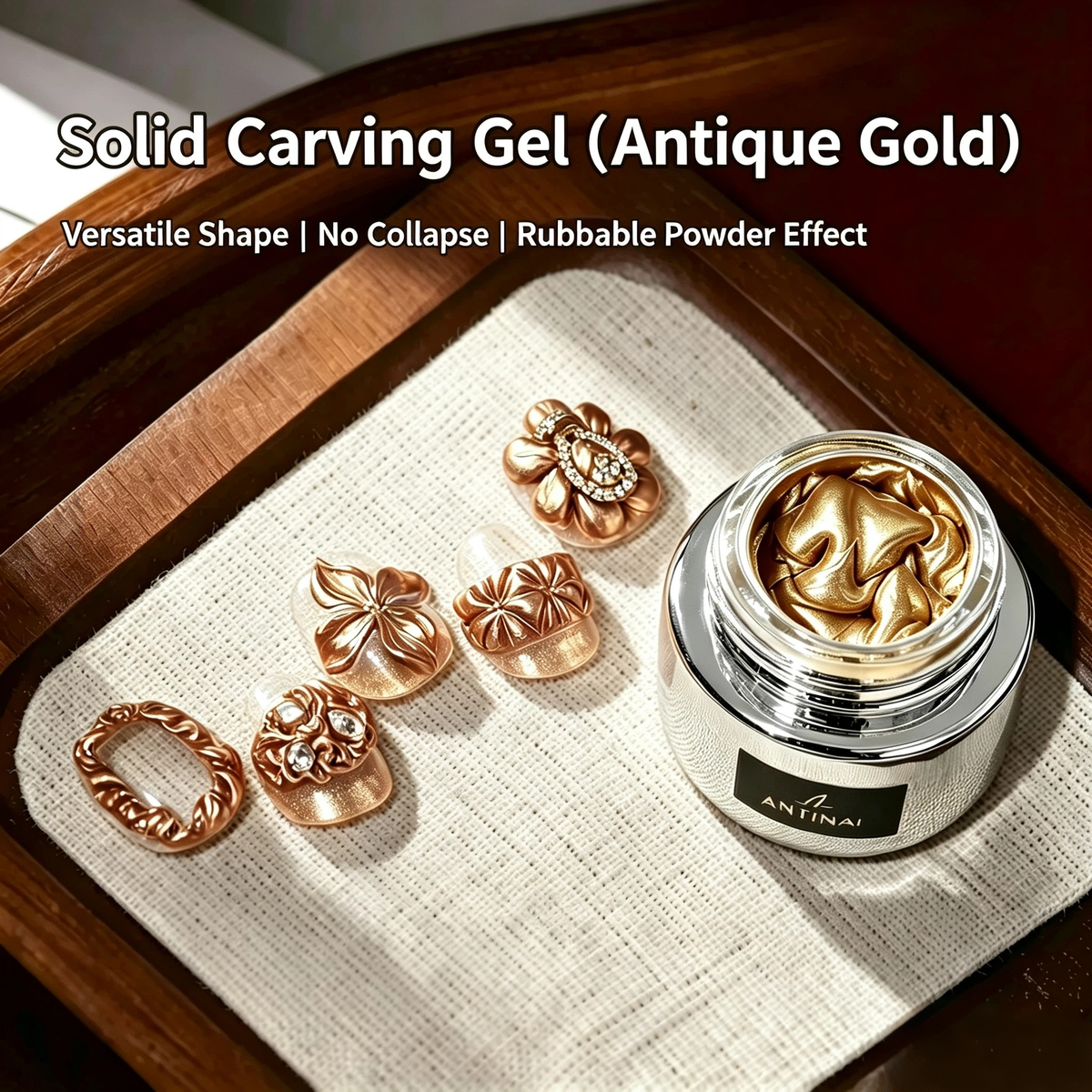 ANTINAI 3D Metal Carving Gel | Metallic Solid Builder Gel Non‑collapse For Nail Art DIY