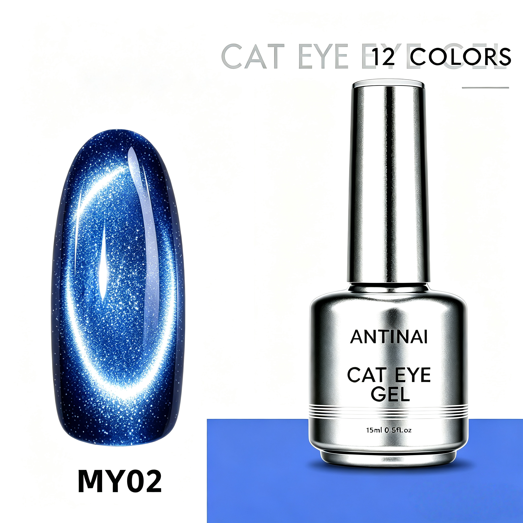 12‑Colors Jasper Magnetic Cateye Gel Polish Sparkling Glitter UV Gel Nail Art