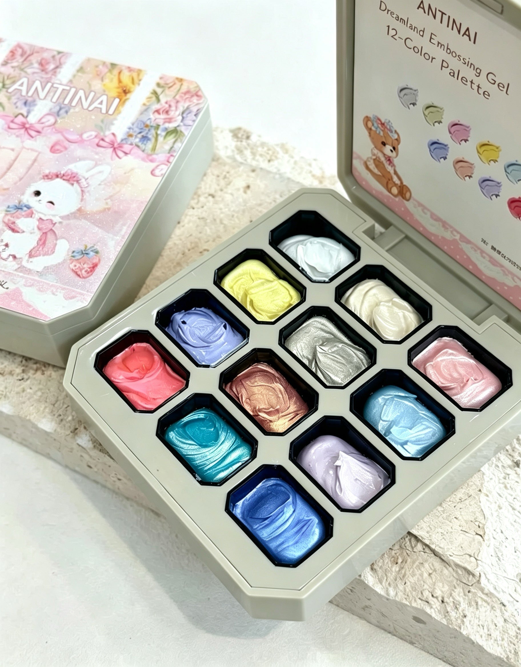 12 Colors Dreamland Embossing Gel Palette, 3D Sculptable Painting UV Gel Polish Set For Nail Art Manicure Decor