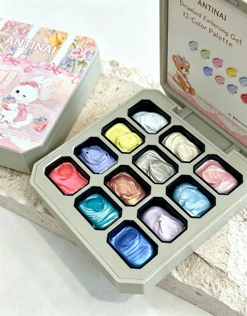 12 Colors Dreamland Embossing Gel Palette, 3D Sculptable Painting UV Gel Polish Set For Nail Art Manicure Decor