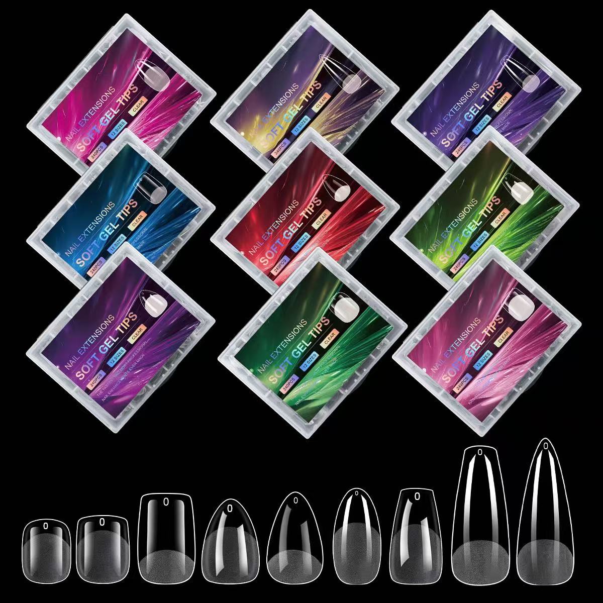 ANTINAI Soft Gel Nail Tips 240Pcs – Half Matte No-File Press-On Nail Tips Multi Shape Clear Full Cover False Nails for Nail Extension DIY Manicure