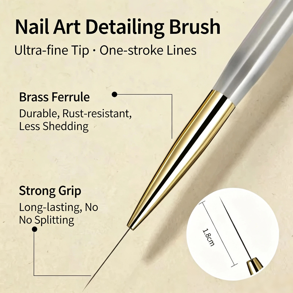 Ultra Thin Nail Liner Brush , Professional Fine Line Striping Brush for Nail Art Outline, Flower Painting, Gradient Design