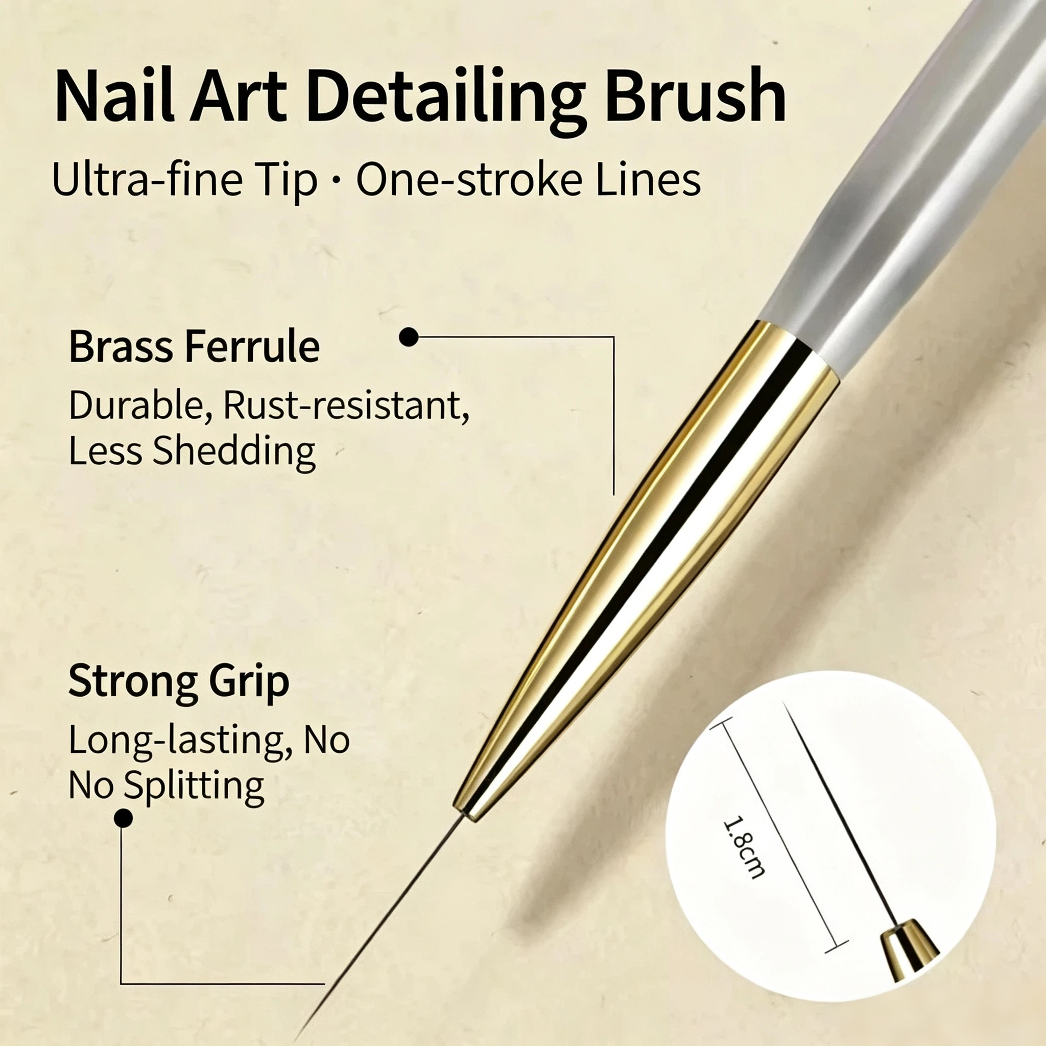 Ultra Thin Nail Liner Brush , Professional Fine Line Striping Brush for Nail Art Outline, Flower Painting, Gradient Design