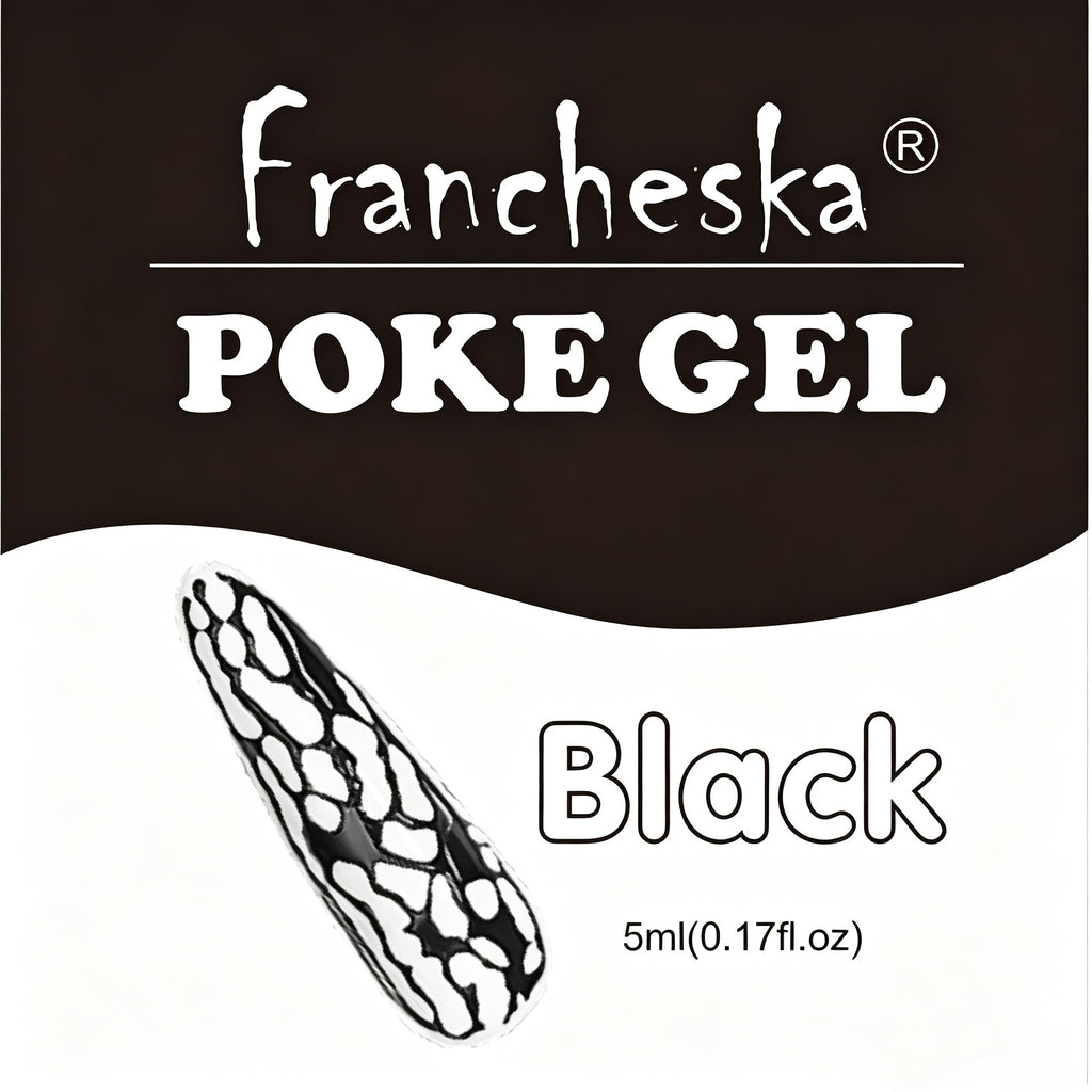 Black White Poke Nail Art Gel, Mesh Crack Lace Zebra Floral Letter Pattern Drawing Gel DIY Manicure‑Decor