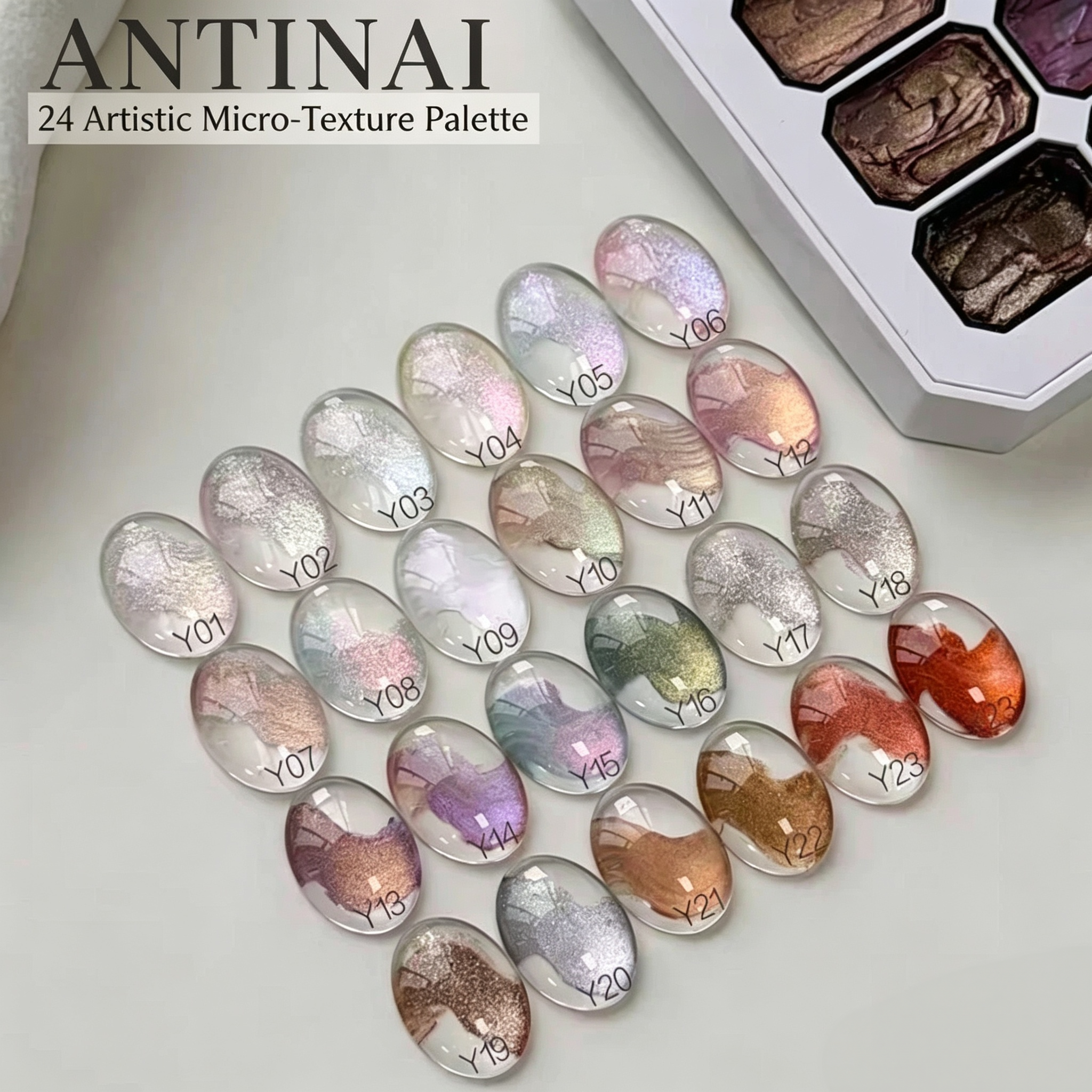 24 Colors Artistic Micro‑Texture Sculpture Gel Palette, Metallic 3D Embossing Carving UV Gel for Nail Art Manicure Decor