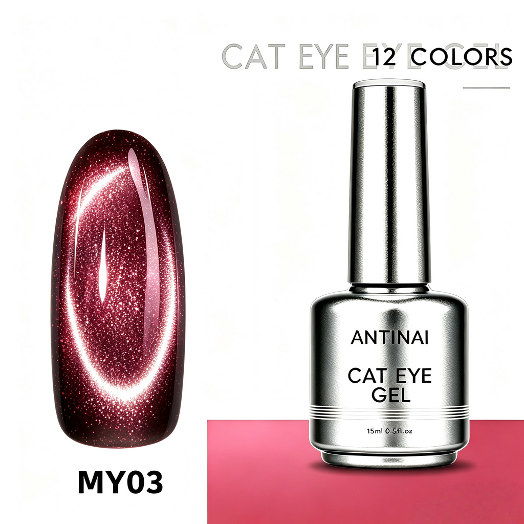 12‑Colors Jasper Magnetic Cateye Gel Polish Sparkling Glitter UV Gel Nail Art