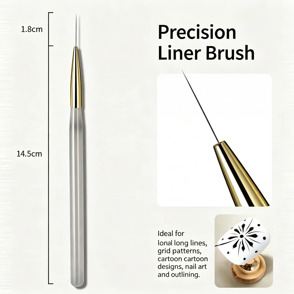Ultra Thin Nail Liner Brush , Professional Fine Line Striping Brush for Nail Art Outline, Flower Painting, Gradient Design