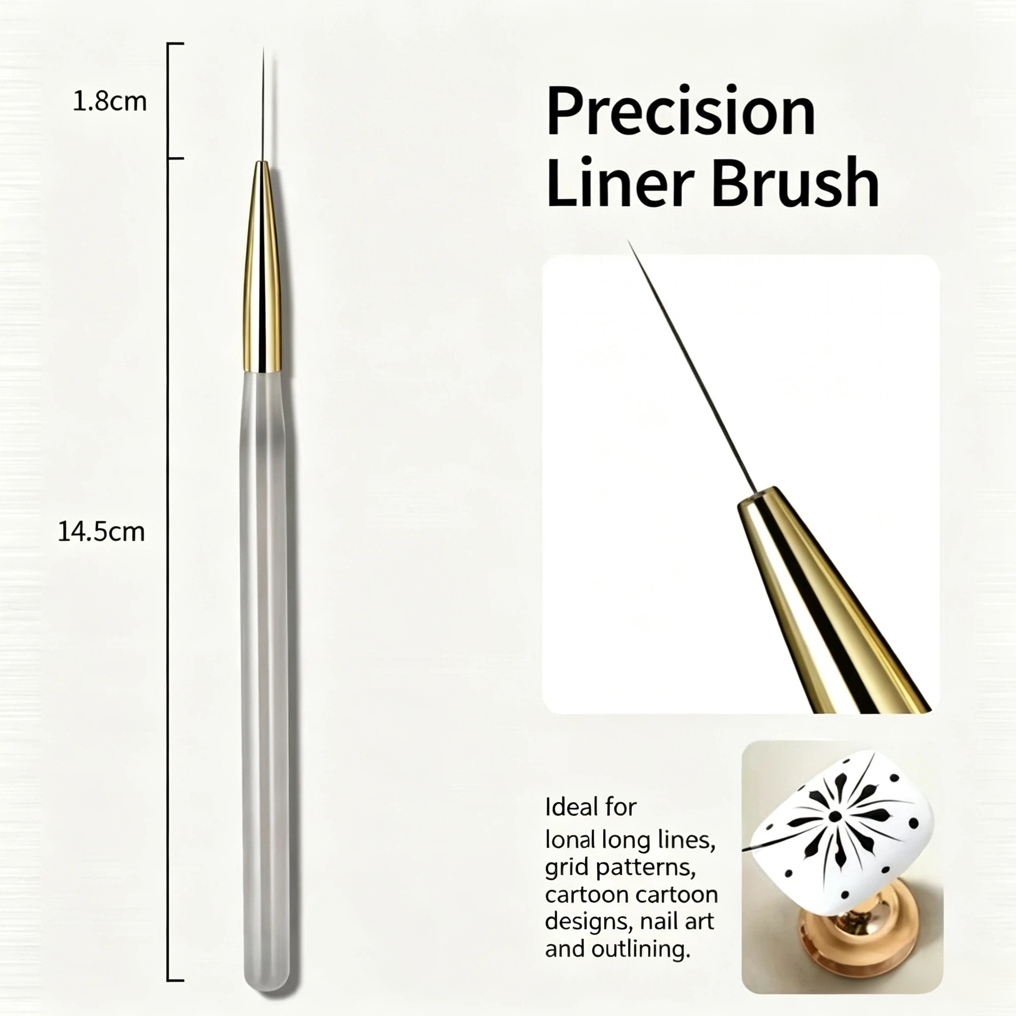 Ultra Thin Nail Liner Brush , Professional Fine Line Striping Brush for Nail Art Outline, Flower Painting, Gradient Design