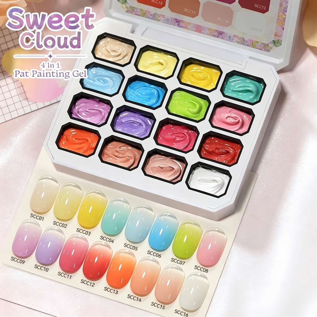 4‑Piece Set 4‑in‑1 Pat Painting Gel Palette, Creamy Nail Patting Gel for Ombre Gradient, Nail Stamping & Painting, UV LED Nail Art Gel Polish Set for Salon Home Use