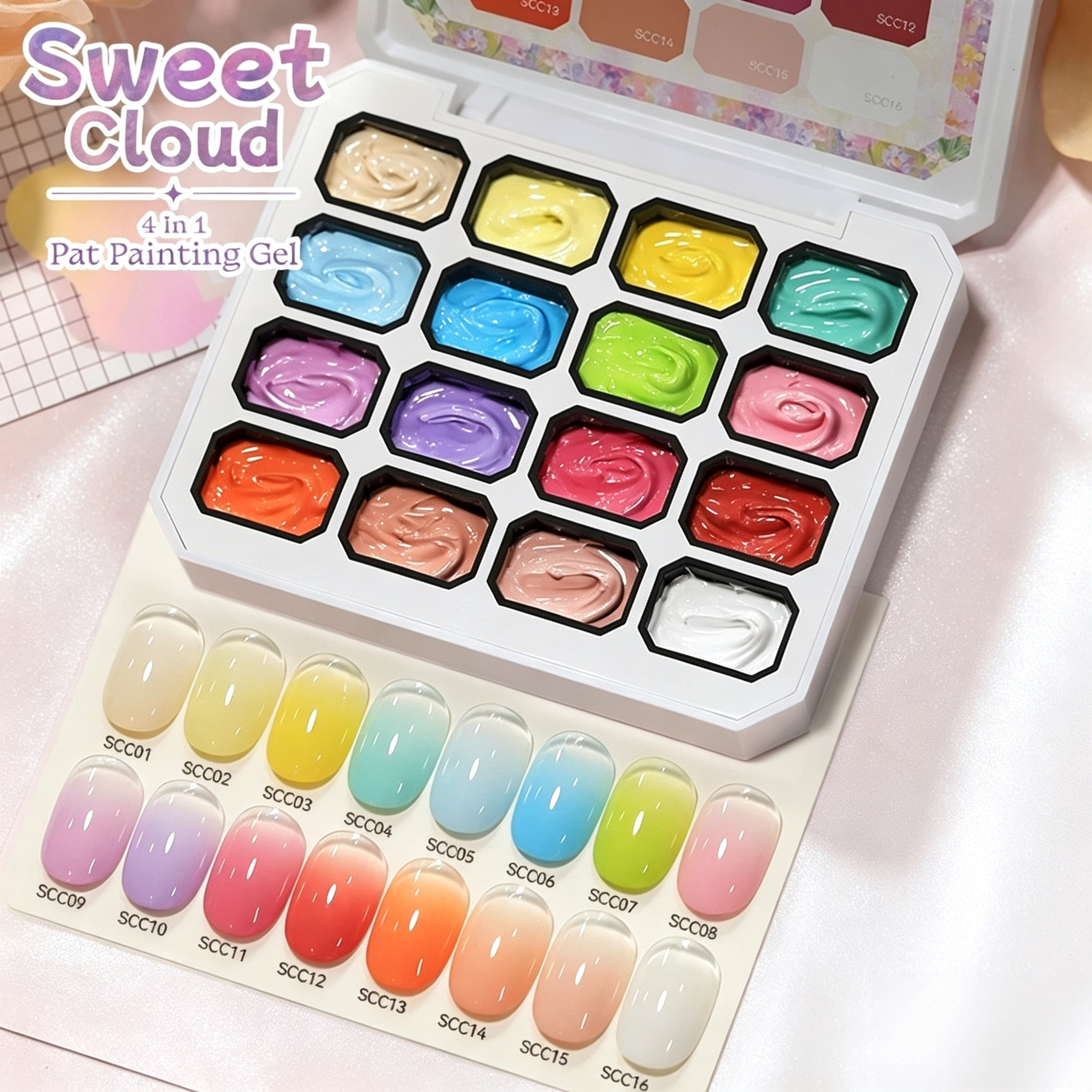 4‑Piece Set 4‑in‑1 Pat Painting Gel Palette, Creamy Nail Patting Gel for Ombre Gradient, Nail Stamping & Painting, UV LED Nail Art Gel Polish Set for Salon Home Use
