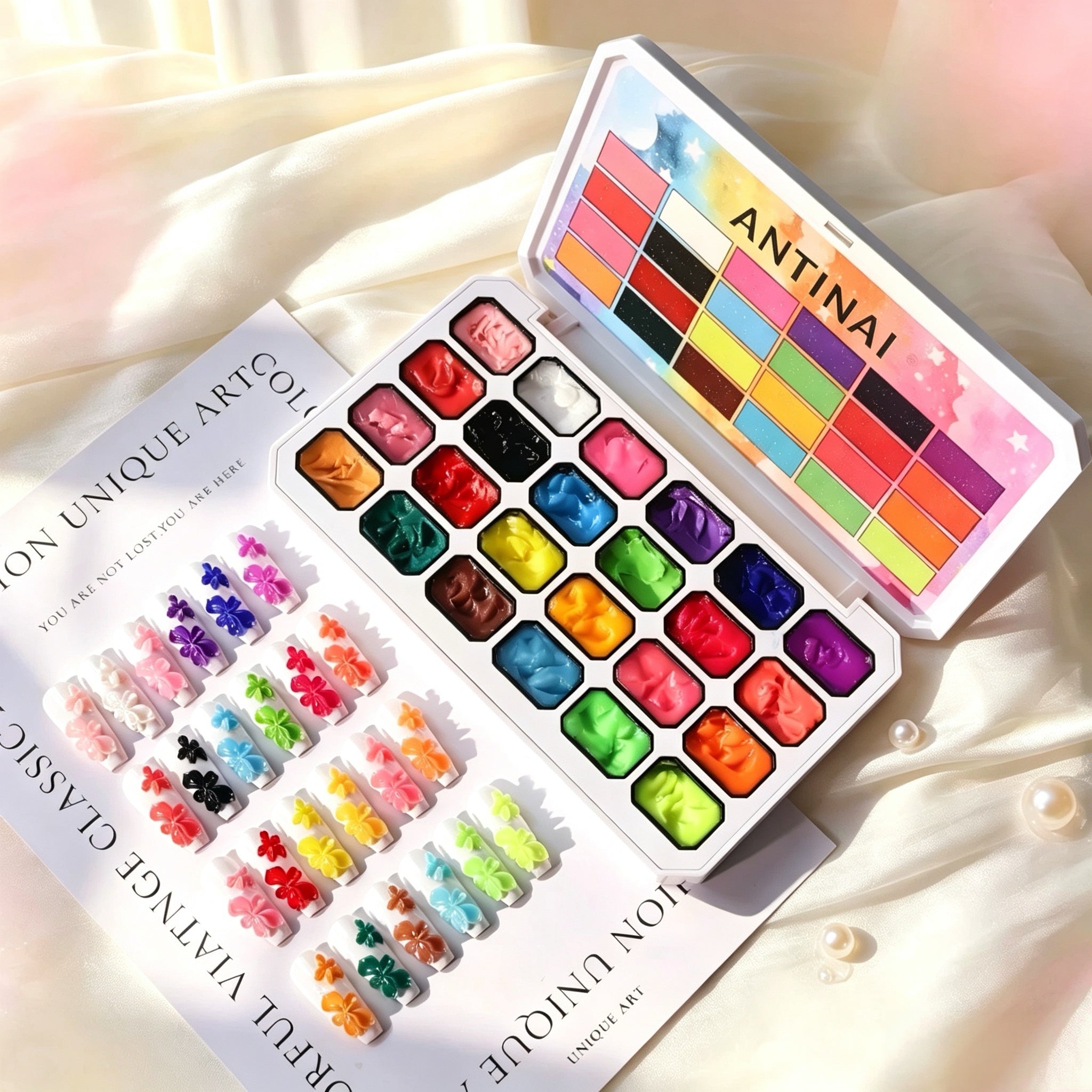 ANTINAI 5D Carving Gel Palette 24 Colors 3D Sculpting Painting Gel Solid Nail Gel For DIY Nail Art Embossed Decoration