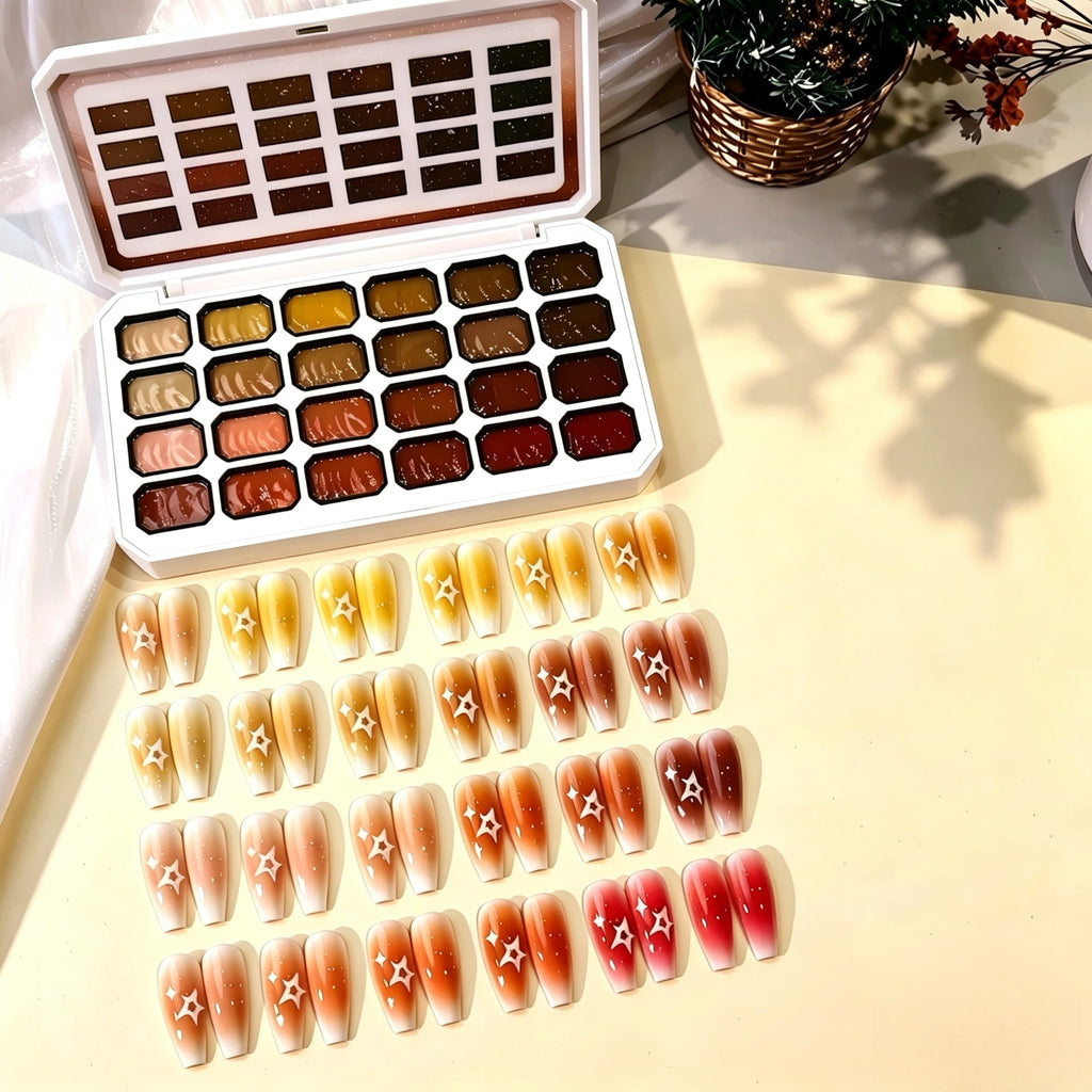 NTINAI 24 Colors Solid Nail Gel Palette Multicolor Set UV LED Curing Gel For Nail Painting Stamping Carving DIY Salon Nail Art