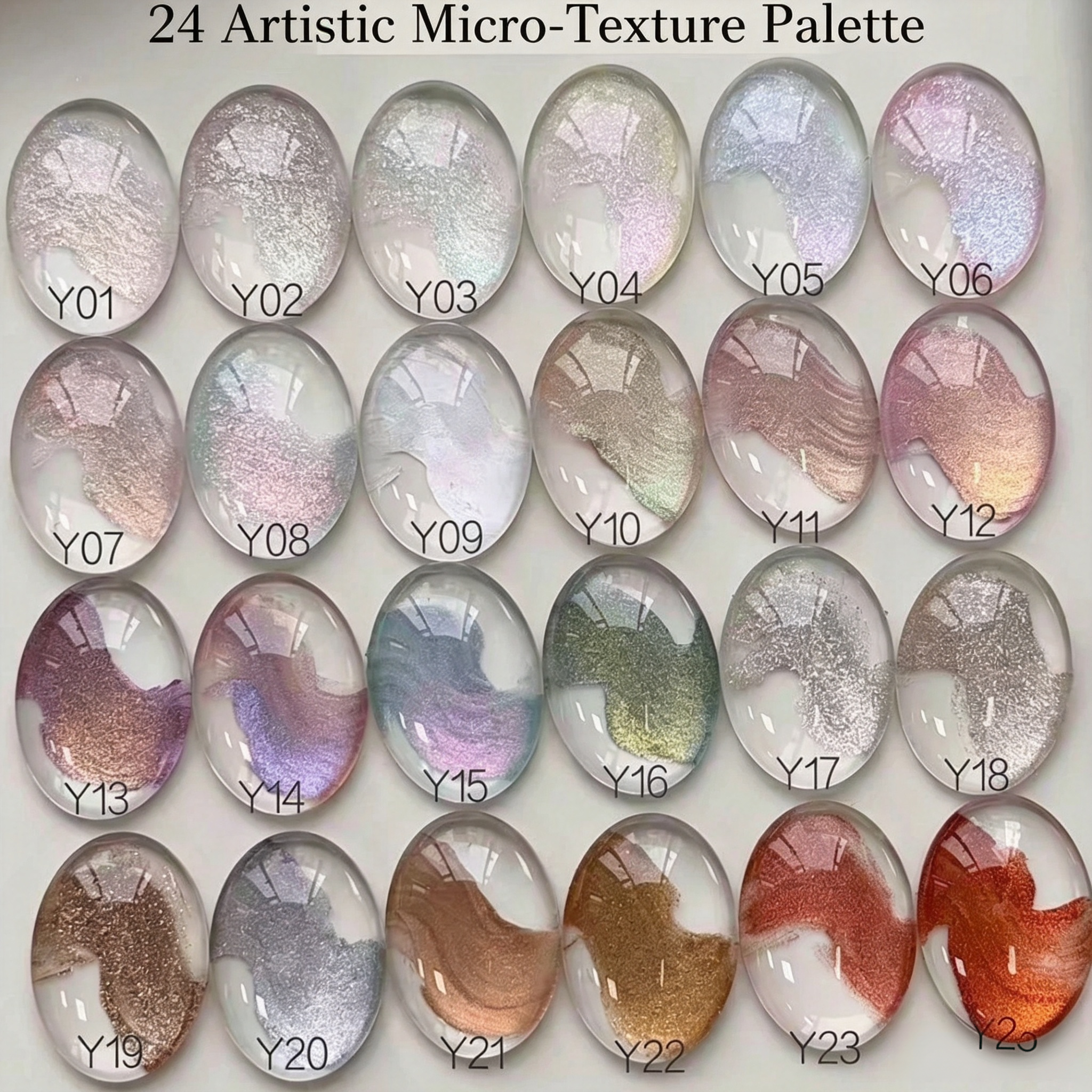 24 Colors Artistic Micro‑Texture Sculpture Gel Palette, Metallic 3D Embossing Carving UV Gel for Nail Art Manicure Decor