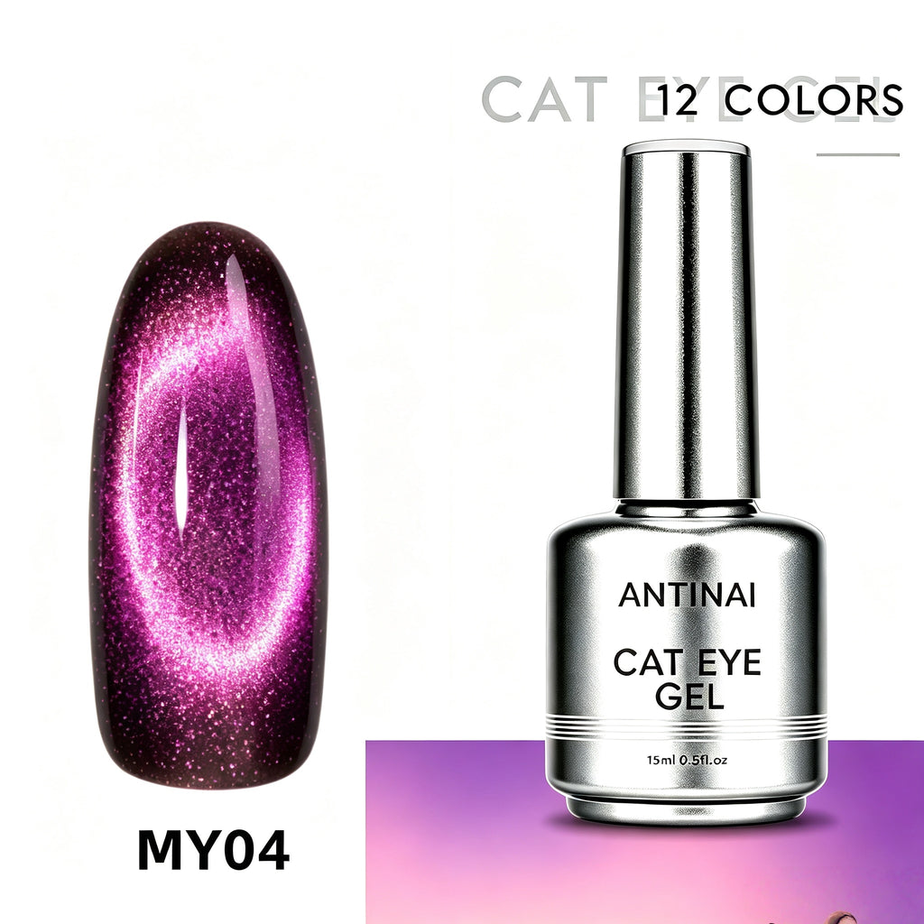 12‑Colors Jasper Magnetic Cateye Gel Polish Sparkling Glitter UV Gel Nail Art