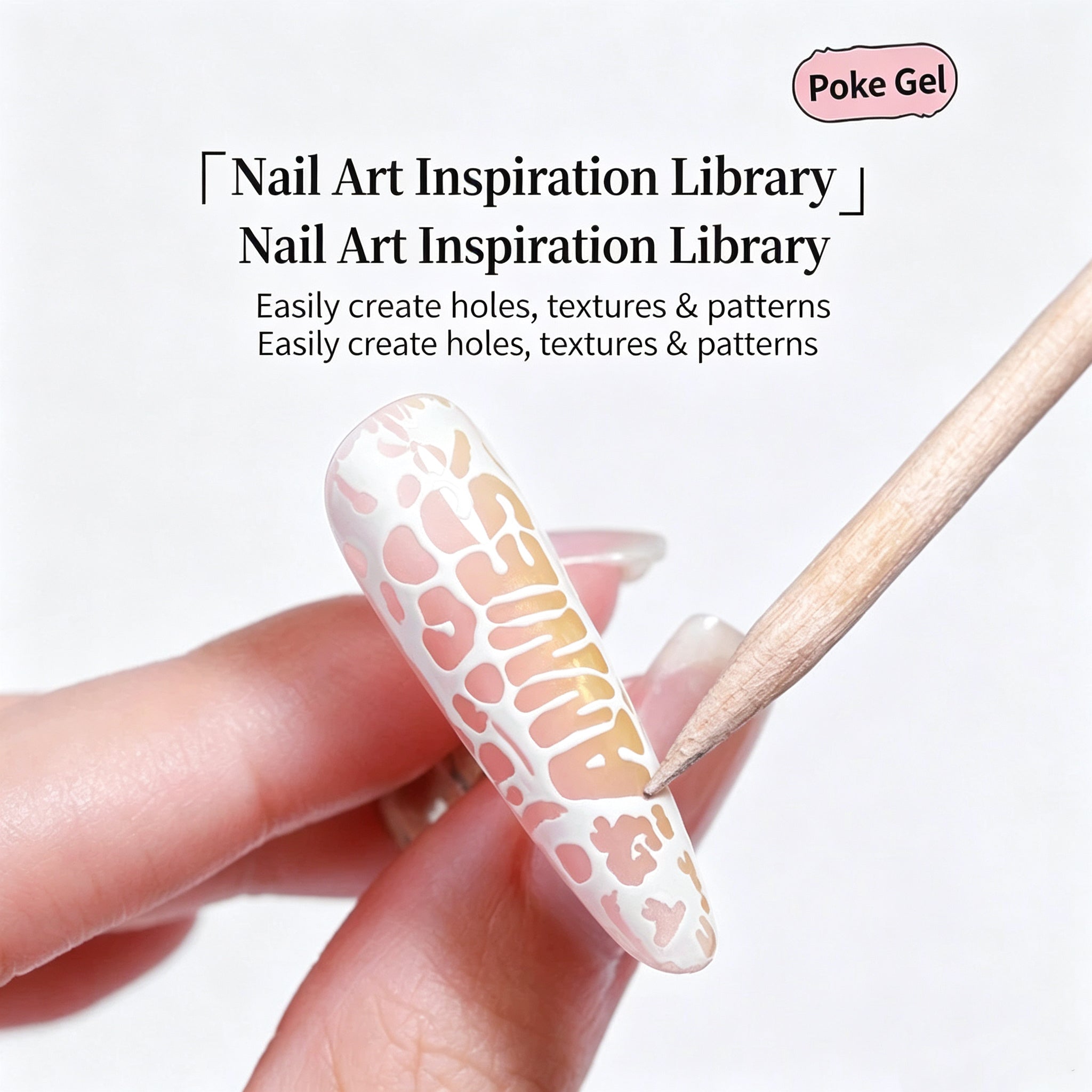 Black White Poke Nail Art Gel, Mesh Crack Lace Zebra Floral Letter Pattern Drawing Gel DIY Manicure‑Decor