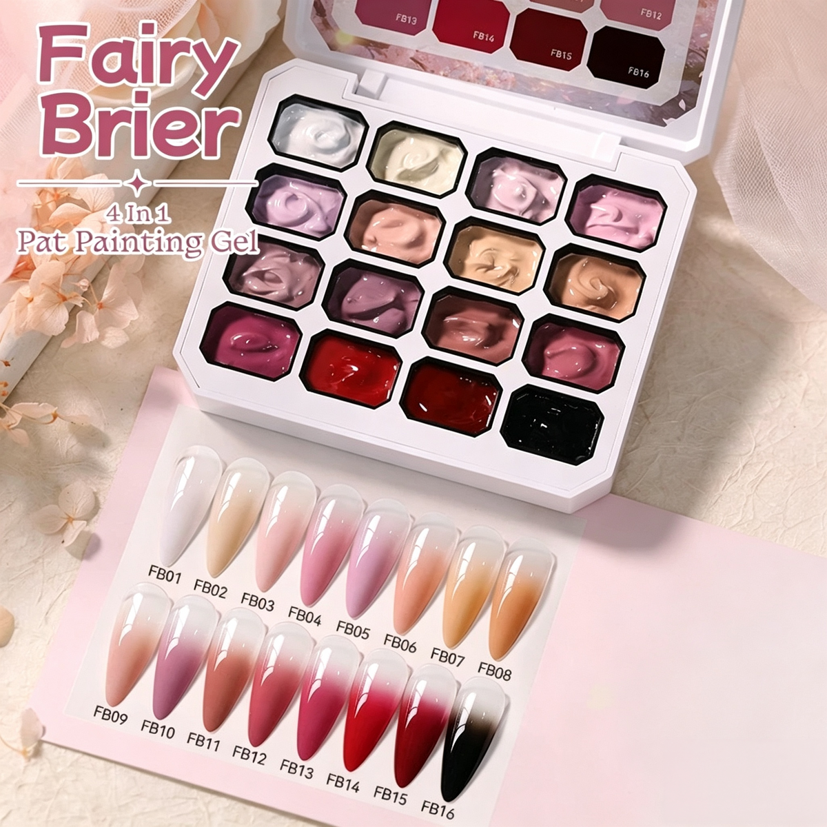 4‑Piece Set 4‑in‑1 Pat Painting Gel Palette, Creamy Nail Patting Gel for Ombre Gradient, Nail Stamping & Painting, UV LED Nail Art Gel Polish Set for Salon Home Use