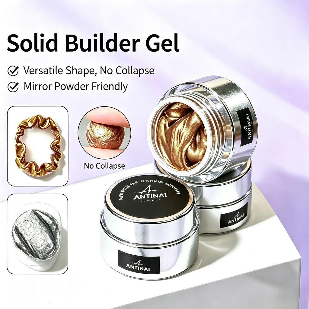 ANTINAI 3D Metal Carving Gel | Metallic Solid Builder Gel Non‑collapse For Nail Art DIY