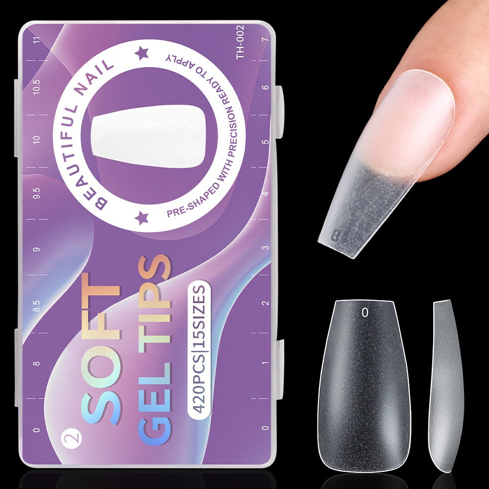 ANTINAI Double Side Matte Soft Gel Nail Tips – File-Free Pre-Buffed Full Cover False Nails for Nail Extension DIY Manicure