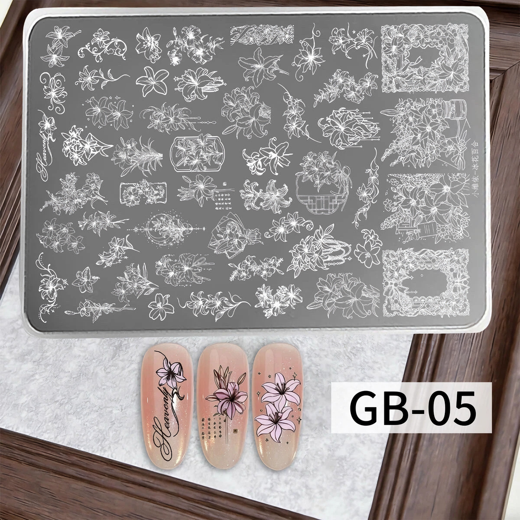Nail Stamping Plates Set 12 Styles Lace Checkerboard Floral Butterfly Image Plates For DIY Nail Art Manicure Decor