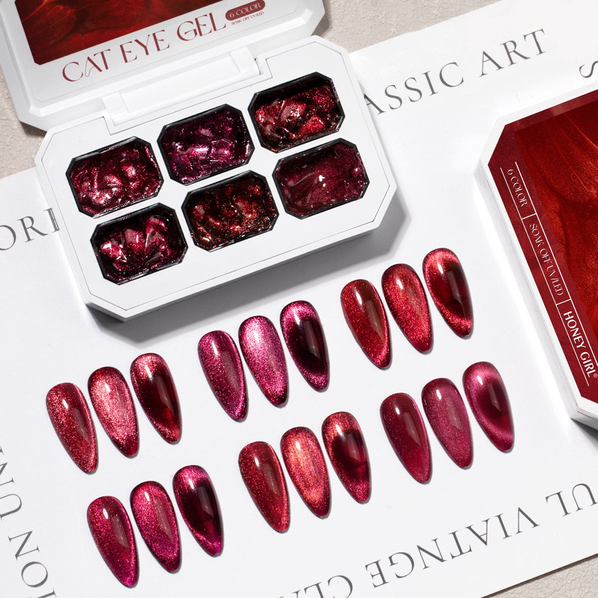 6 Colors Chameleon Cat Eye Gel Set Shiny Magnetic Nail Art UV‑LED Soak‑Off Gel Polish Kit