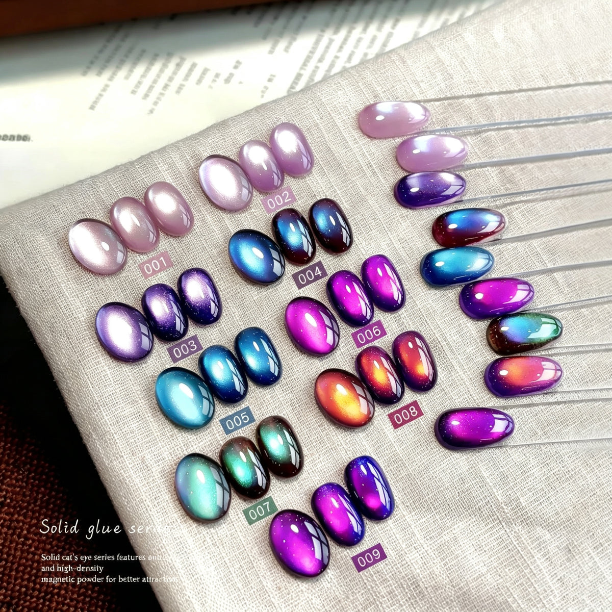 ANTINAI Nine‑Purple Fire 2.0 Solid Cat Eye Gel Palette, 9 Colors Aurora Magnetic Gel Polish