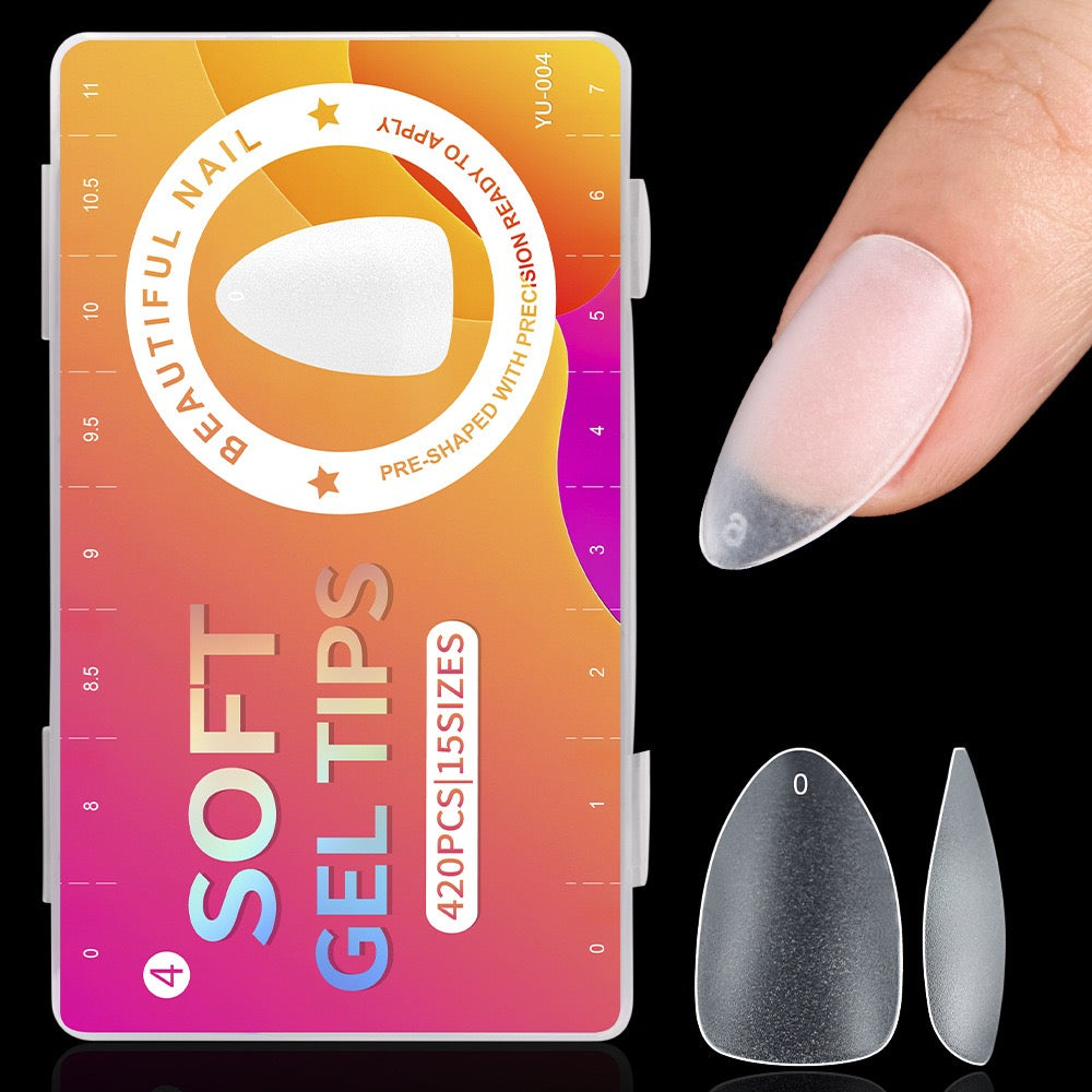 ANTINAI Double Side Matte Soft Gel Nail Tips – File-Free Pre-Buffed Full Cover False Nails for Nail Extension DIY Manicure