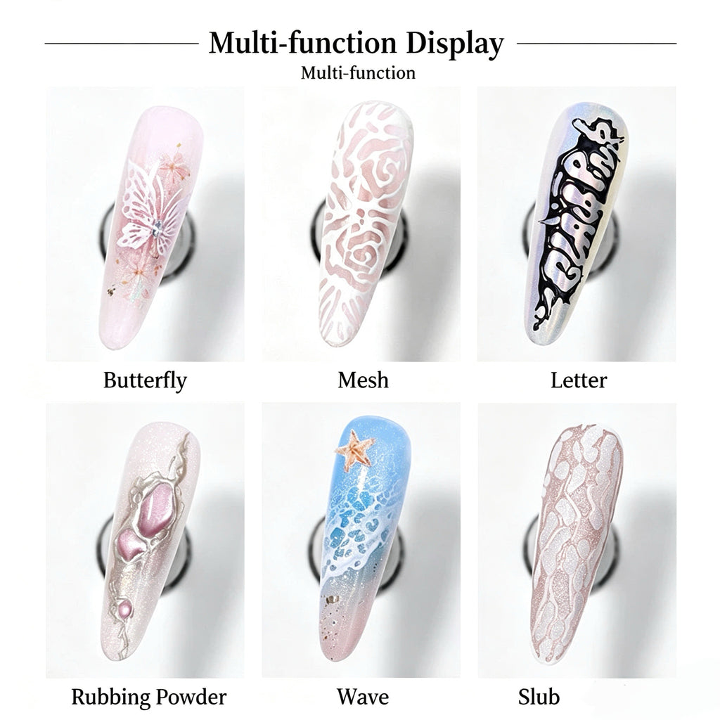 Black White Poke Nail Art Gel, Mesh Crack Lace Zebra Floral Letter Pattern Drawing Gel DIY Manicure‑Decor