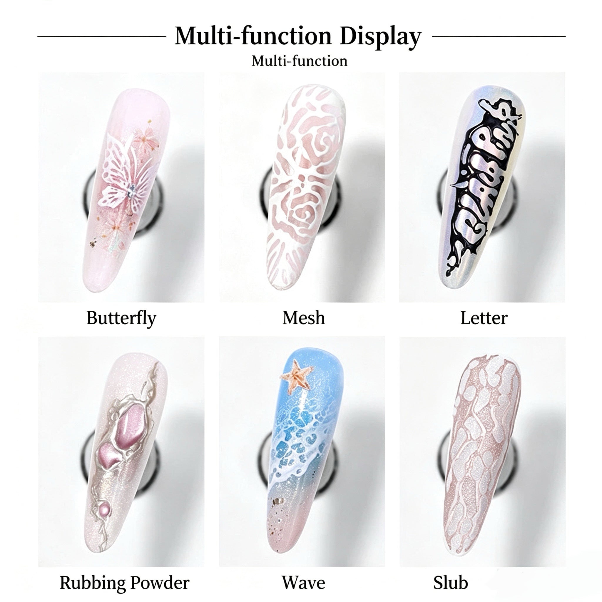 Black White Poke Nail Art Gel, Mesh Crack Lace Zebra Floral Letter Pattern Drawing Gel DIY Manicure‑Decor